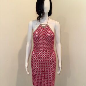 More to Come Backless Pink and Silver Dress